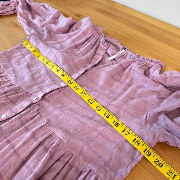 Free People Edie Dress Women XS Boho Cottage Romantic Oversized Button Gauzy - Picture 2 of 10